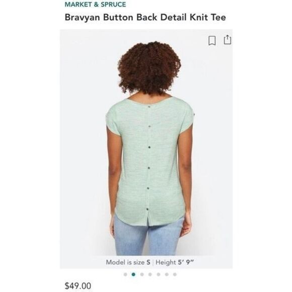 Market & Spruce Bravyan Button Back Detail Knit Tee Small Petite - Picture 2 of 6